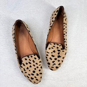 Madewell Teddy Leopard Calf Hair Smoking Slipper Loafers Tan Black Womens 10
